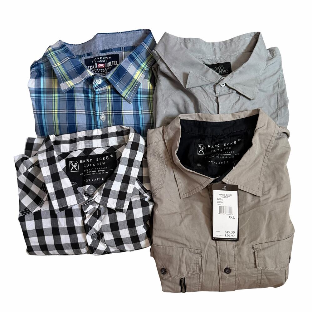 Set of 4 Marc Ecko Cut & Sew Mens Size 3XL Dress Shirt Long Sleeve Collared